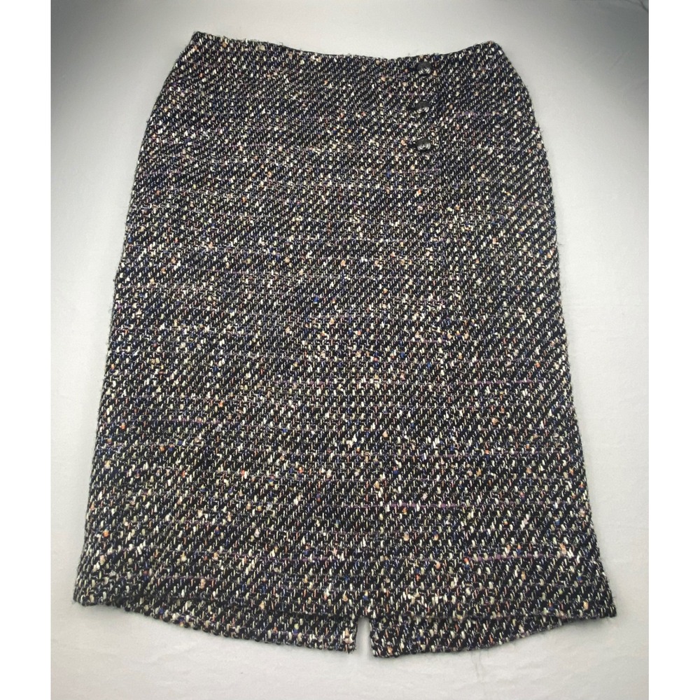 Talbots Tweed Pencil Skirt Size 8 Black Multi‎ Color Sheath Knee Length